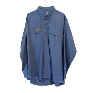 LAPCO FR Shirt Men's Large Blue Flame Resistant NFPA 2112 70E CAT2 Workwear